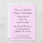 ハッピーバースデーの花型女性歌手の女の子| DIYの名前|のピンク 招待状 (裏面)