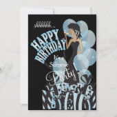 ハッピーバースデーの花型女性歌手の女の子| DIYの名前|の水 招待状 (正面)