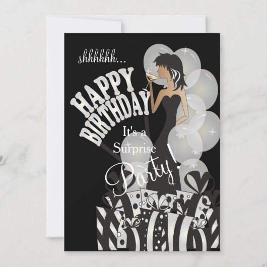 ハッピーバースデーの花型女性歌手の女の子| DIYの名前|の白 招待状 (正面)