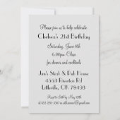 ハッピーバースデーの花型女性歌手の女の子| DIYの名前|の白 招待状 (裏面)