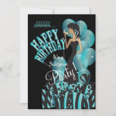 ハッピーバースデーの花型女性歌手の女の子| DIYの名前| 招待状 (正面)