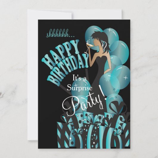 ハッピーバースデーの花型女性歌手の女の子| DIYの名前| 招待状 (正面)