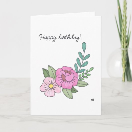 ハッピーバースデーの花1カード サンキューカード (正面)