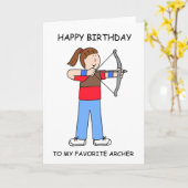 ハッピーバースデーの若い女性射手 カード (黄色い花)