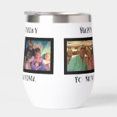 ハッピーバースデーの茎のないワインタンブラー (右面)