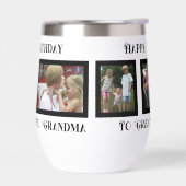 ハッピーバースデーの茎のないワインタンブラー (左面)