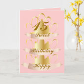 ハッピーバースデーの菓子は15カスタマイズ カード (黄色い花)