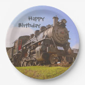 ハッピーバースデーの蒸気の列車 ペーパープレート (正面)