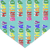 ハッピーバースデーの虹のアイシングのフォント ショートテーブルランナー (コーナー)