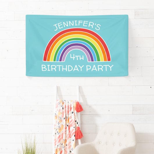 ハッピーバースデーの虹の女の子によってはパーソナライズがパーティを楽しみます 横断幕 (インサイチュ)
