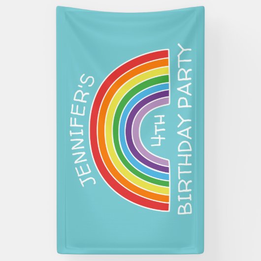 ハッピーバースデーの虹の女の子によってはパーソナライズがパーティを楽しみます 横断幕 (縦)
