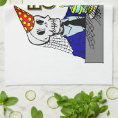 ハッピーバースデーの蜘蛛の巣の老人 キッチンタオル (折り畳み)