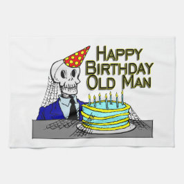 ハッピーバースデーの蜘蛛の巣の老人 キッチンタオル