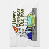 ハッピーバースデーの蜘蛛の巣の老人 キッチンタオル (縦)