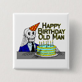 ハッピーバースデーの蜘蛛の巣の老人 缶バッジ
