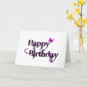 ハッピーバースデーの蝶 カード (黄色い花)