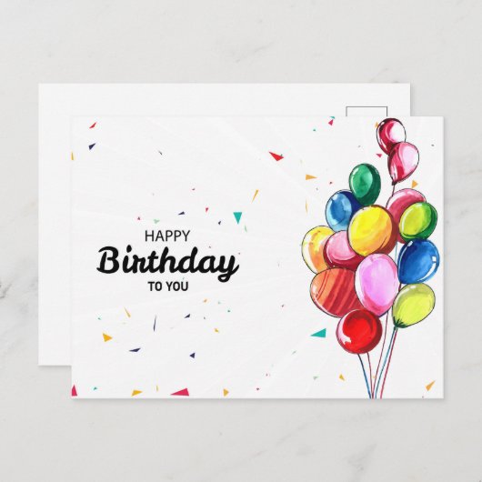 ハッピーバースデーの誕生日カード ポストカード (正面/裏面)