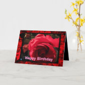 ハッピーバースデーの赤いバラ カード (黄色い花)