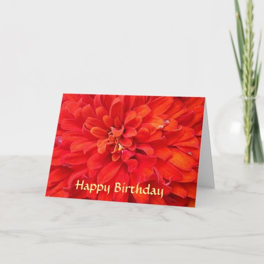 ハッピーバースデーの赤い花の花びら カード (正面)