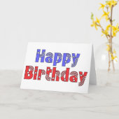 ハッピーバースデーの赤、白及び青 カード (黄色い花)