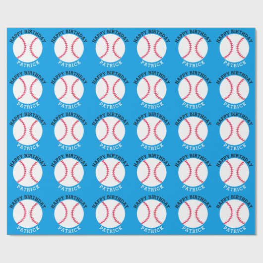 ハッピーバースデーの野球のパーソナライズなスポーツの子供 ラッピングペーパー (フラット)
