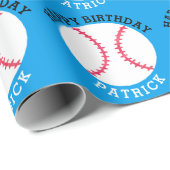 ハッピーバースデーの野球のパーソナライズなスポーツの子供 ラッピングペーパー (ロールコーナー)