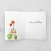 ハッピーバースデーの野生の植物オレンジ色の野生の花 カード (内部)