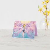 ハッピーバースデーの金髪の妖精 カード (黄色い花)