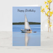 ハッピーバースデーの隣り合わせのヨット カード (黄色い花)