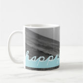 ハッピーバースデーの青い切口の出口は写真を加えます コーヒーマグカップ (左)