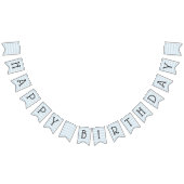 ハッピーバースデーの青い半端ものは縞で飾ります バンティングフラッグ (全)