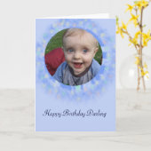 ハッピーバースデーの青くカスタムな写真の挨拶状 カード (黄色い花)