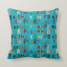 ハッピーバースデーの青 クッション