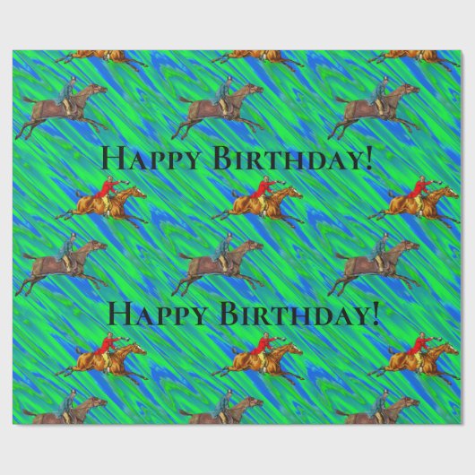 ハッピーバースデーの馬のおもしろい ラッピングペーパー (フラット)