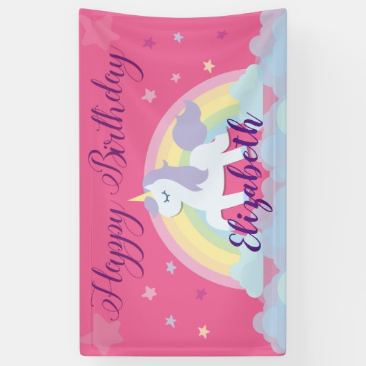 ハッピーバースデーの魔法のユニコーンの旗 横断幕 (縦)