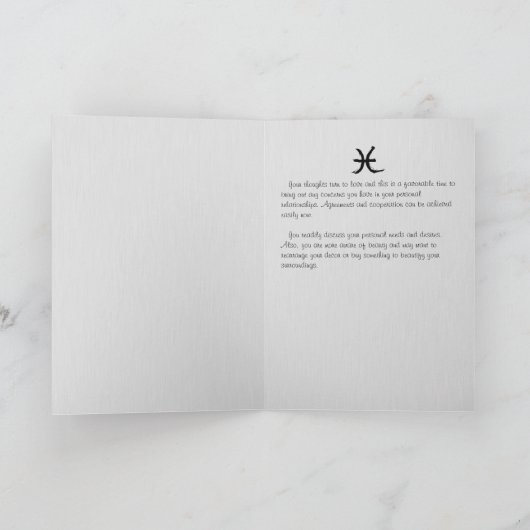 ハッピーバースデーの魚類のエレガントな占星術 カード (内部)