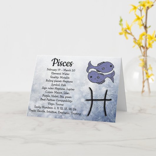 ハッピーバースデーの魚類の占星術のな印 カード (黄色い花)