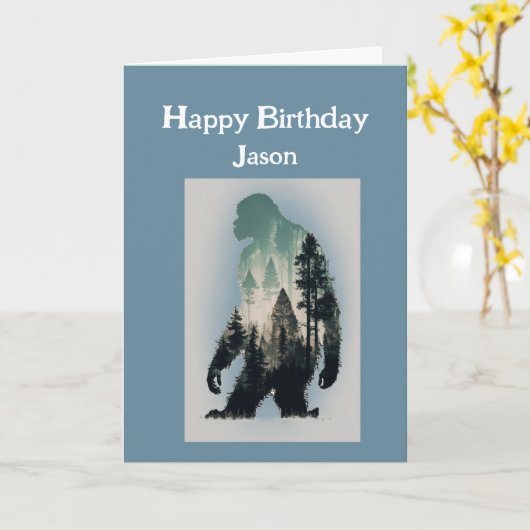 ハッピーバースデーの1種類のサスカッチビッグ足 カード (黄色い花)