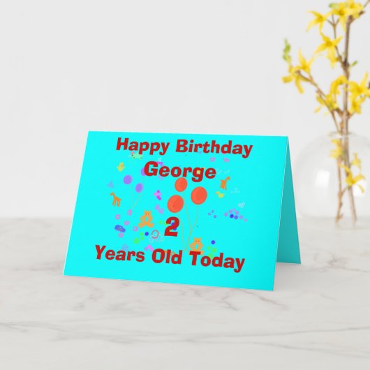 ハッピーバースデーの2歳児は名前を加えますか、または年齢を変えます カード (黄色い花)