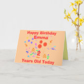 ハッピーバースデーの2歳児 カード (黄色い花)
