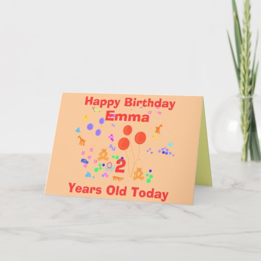 ハッピーバースデーの2歳児 カード (正面)