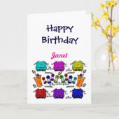 ハッピーバースデーの(一流の)テキスト・ボックスの編み物カード カード (黄色い花)