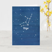 ハッピーバースデーの《星座》乙女座の星座の星 カード (黄色い花)