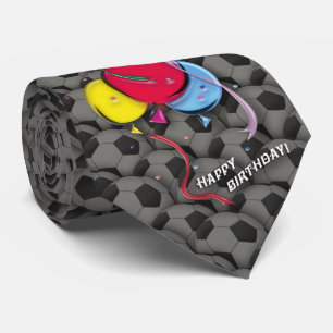 ハッピーバースデーのBaloonsのサッカー のフットボール ネクタイ