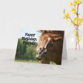 ハッピーバースデーのFriend_Funnyの馬 カード (黄色い花)