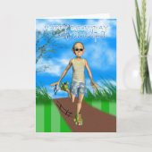 ハッピーバースデーのgrampaの漫画カードユーモア カード (正面)