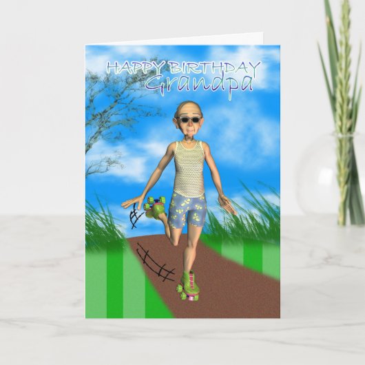 ハッピーバースデーのgrampaの漫画カードユーモア カード (正面)