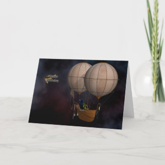 ハッピーバースデーのSteampunkの熱気Baloon カード