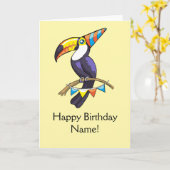 ハッピーバースデーのToucanカードパーソナライズなテンプレート カード (黄色い花)