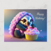 ハッピーバースデーはがき、コットンキャンディのスロース ポストカード (正面)